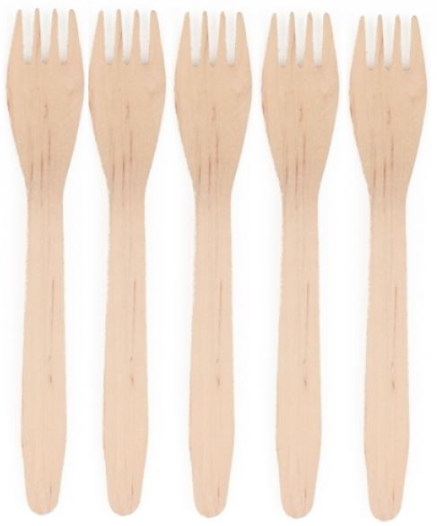 BIODEGRADABLE DISPOSABLE BIRCHWOOD WOODEN FORKS 16.5CM 100/PK