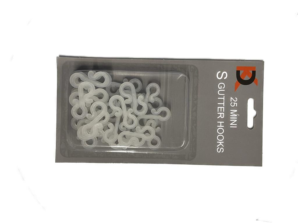 25 WHITE S SHAPE MINI GUTTER LIGHT HOOKS CLIP