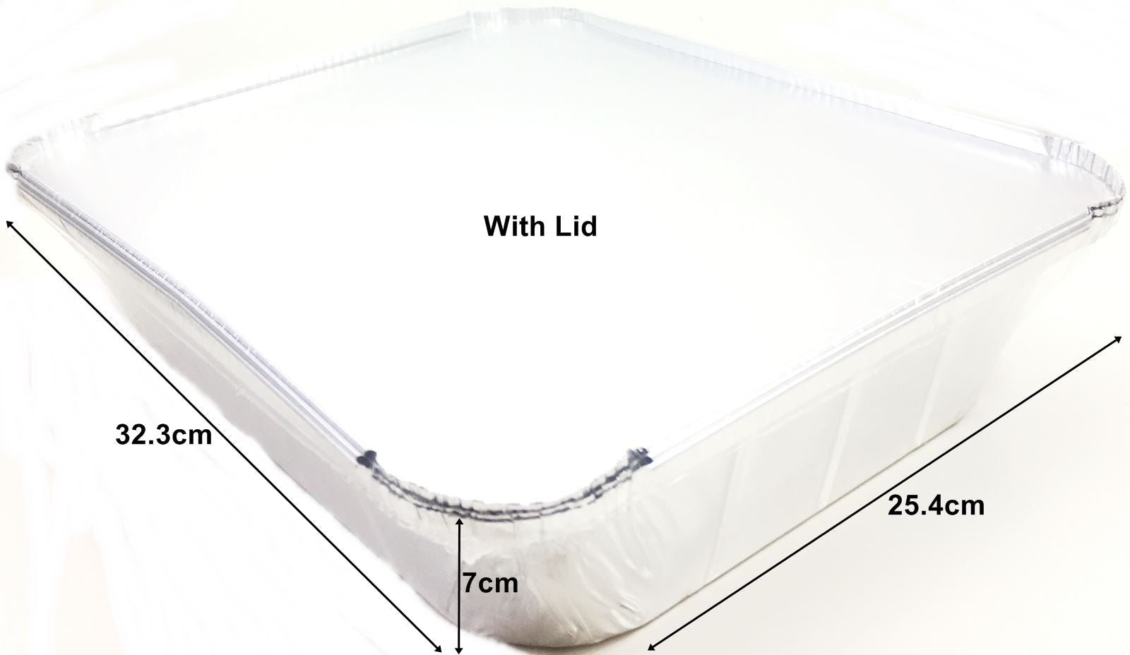 RECTANGULAR ALUMINIUM FOIL DISH WITH LIDS 32.3CM X 25.4CM X 7CM 5/PK