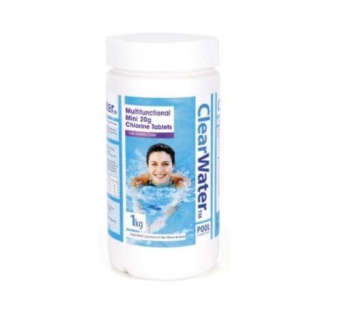 CLEARWATER MULTIFUNCTION TABLETS 1KG - 50 X 20G TABLETS CHLORINE TABLETS