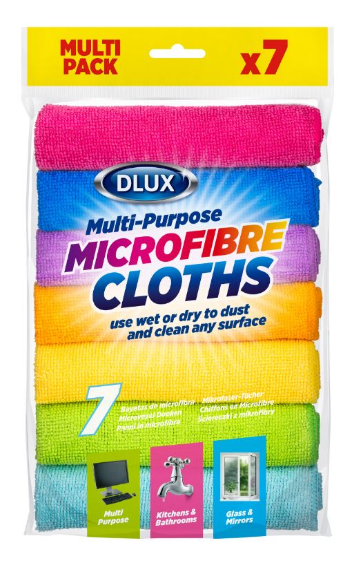 DLUX MULTI-PURPOSE MIRCOFIBRE CLOTHS 7/PK