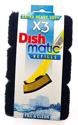 DISHMATIC EXTRA HEAVY DUTY BLACK REFILL SPONGES 3/PK