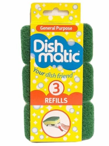 DISHMATIC GENERAL PURPOSE GREEN REFILL SPONGES 3/PK