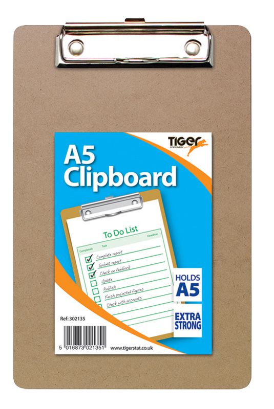 TIGER A5 MASONITE CLIPBOARD