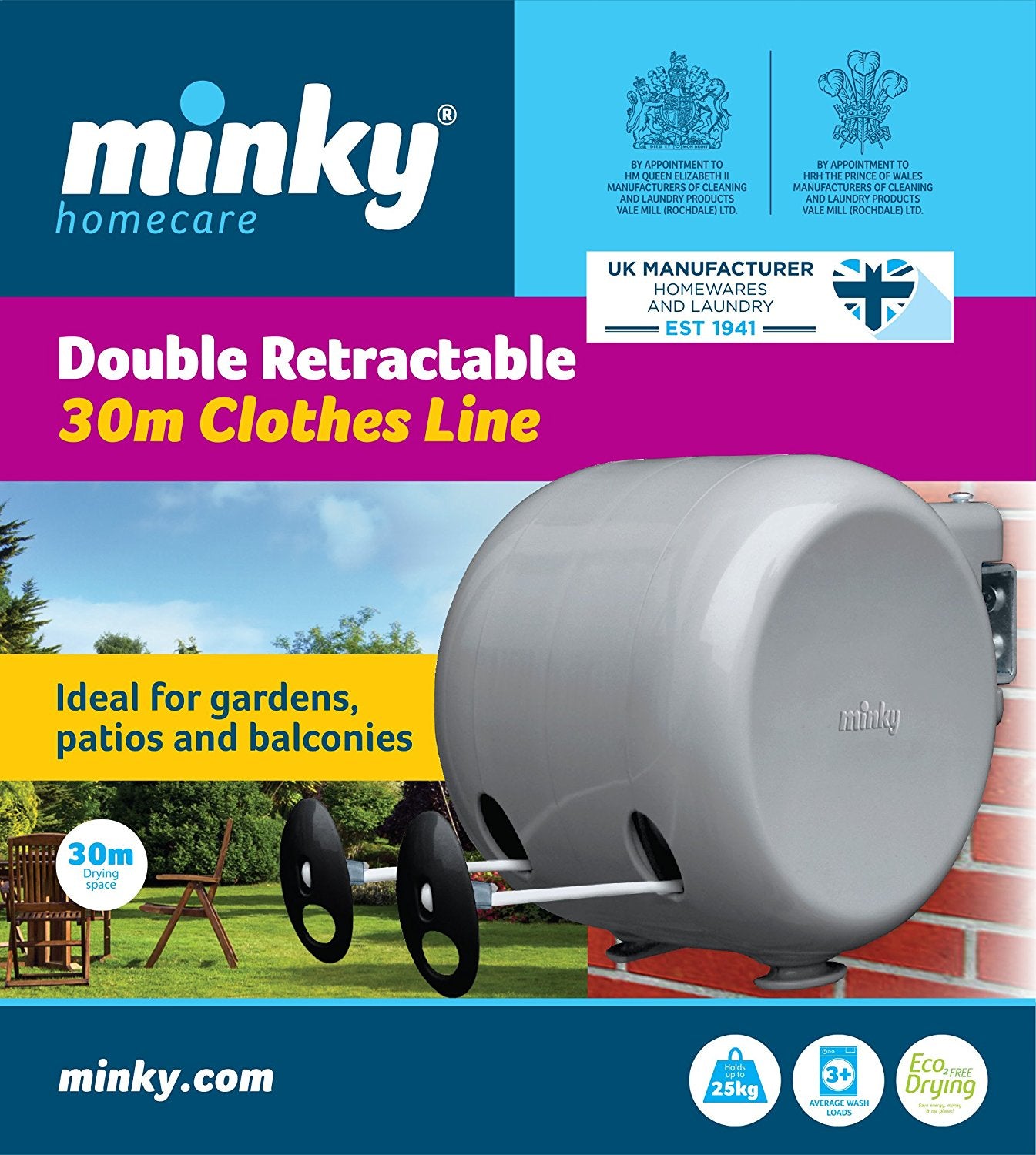 MINKY 30 METER RETRACTABLE REEL CLOTH WASHING LINE