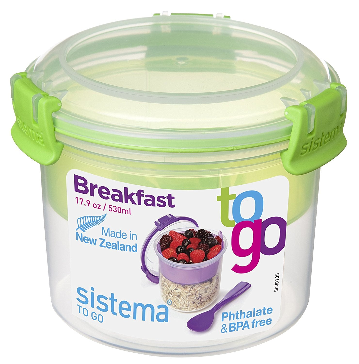 SISTEMA BREAKFAST TO GO 530ML ASSORTED COLOUR