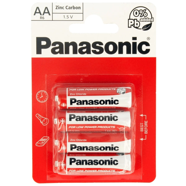PANASONIC ZINC BATTERY AA R6R 4 PACK