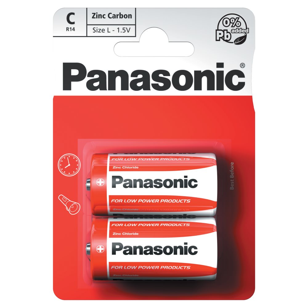 PANASONIC C R14R ZINC BATTERY - 2 PACK