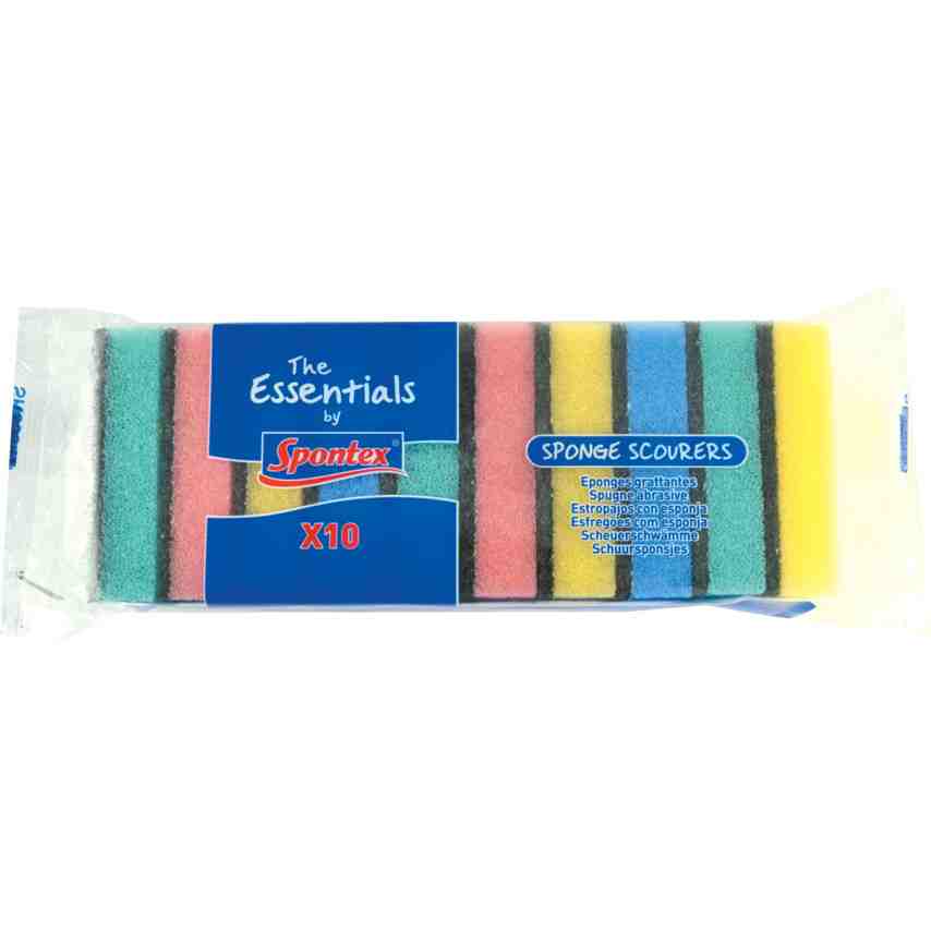 SPONTEX ESSENTIAL SPONGE SCOURERES 10/PK