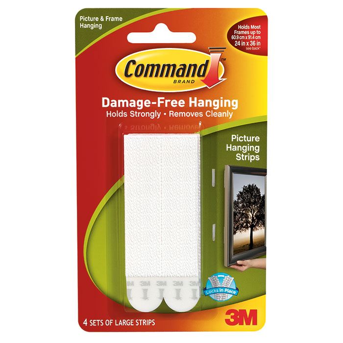 COMMAND LARGE PICTURE HANGING STRIPS 4 PAIRS