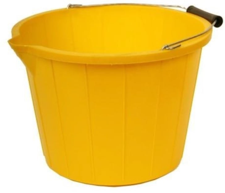 HEAVY DUTY PLASTIC BUILDERS BUCKET 13.5 LITRE / 3 GALLON - YELLOW
