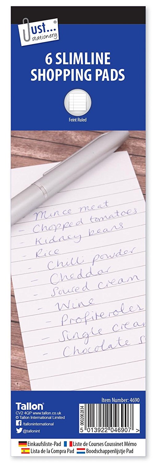 SHOPPING PADS 75 X 210 MM LINED PAPER PACK OF 6