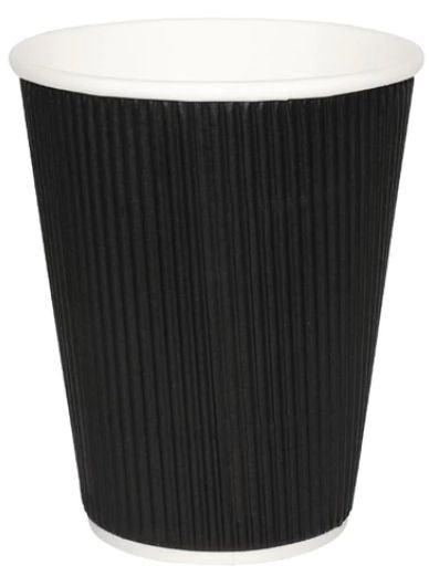 BLACK KRAFT RIPPLE WALL HOT DRINK 25 CUP ( 340ML / 12OZ )