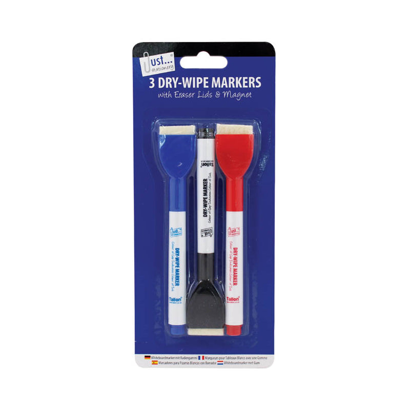 TALLON 3 PACK MAGNETIC WHITEBOARD DRY-WIPE MARKER WITH ERASER