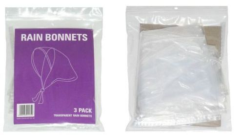 TRANSPARENT RAIN BONNETS HATS HOOD 3/PK