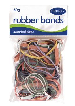 COUNTY COLOURED 50 GM RUBBER BANDS HANG