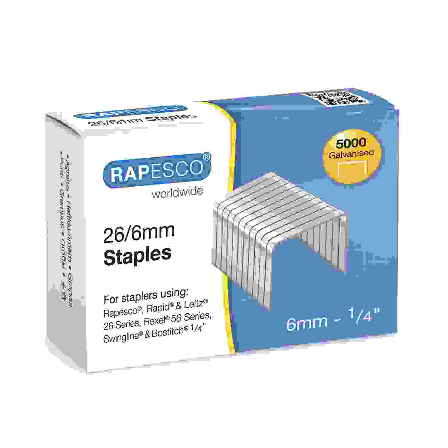 RAPESCO GALVANISED STAPLES 26MM/6MM (PACK 5000)