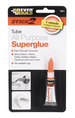 EVERBUILD STICK 2 ALL PURPOSE SUPERGLUE TUBE 3GM