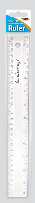 TIGER SHATTER RESISTANT CLEAR RULER 30CM