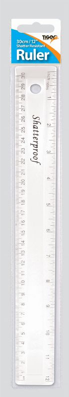 TIGER SHATTER RESISTANT CLEAR RULER 30CM