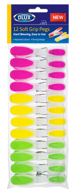 DLUX SOFT GRIP CLOTH PEGS 12/PK