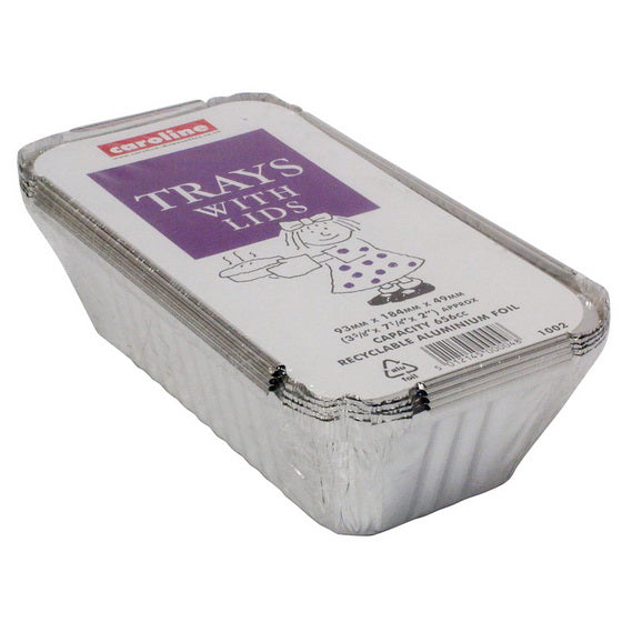 CAROLINE FOIL TRAY WITH LIDS 93X184X49MM 23OZ 6/PK