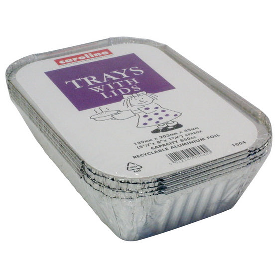 CAROLINE FOIL TRAY WITH LIDS 139X203X45MM 30OZ 4/ PK