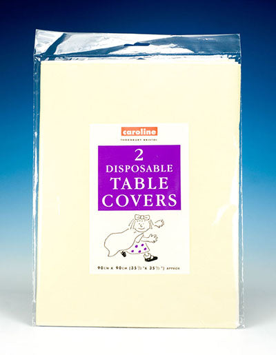 CAROLINE IVORY SQUARE PAPER TABLE COVERS 90CM X 90CM 2 PK