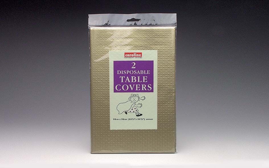 CAROLINE GOLD SQUARE PAPER TABLE COVERS 90CM X 90CM 2 PK