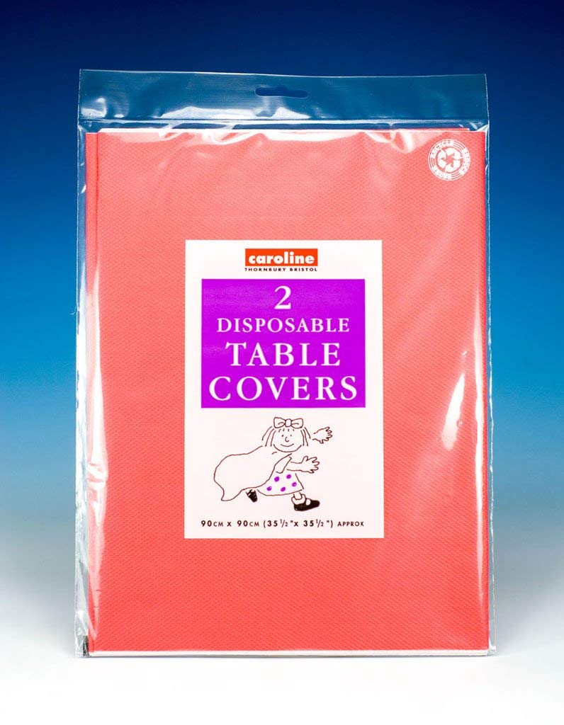 CAROLINE RED SQUARE PAPER TABLE COVERS 90CM X 90CM 2 PK