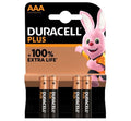 DURACELL PLUS BATTERY AAA BATTERIES MN2400PLUS - 4 PACK