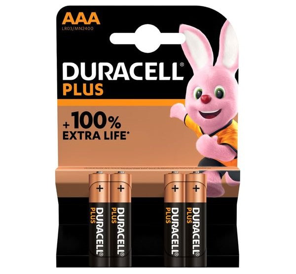 DURACELL PLUS BATTERY AAA BATTERIES MN2400PLUS - 4 PACK