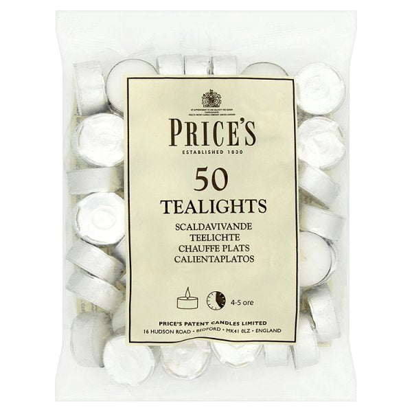 PRICES WHITE TEALIGHT CANDLE 4HRS 50/PK
