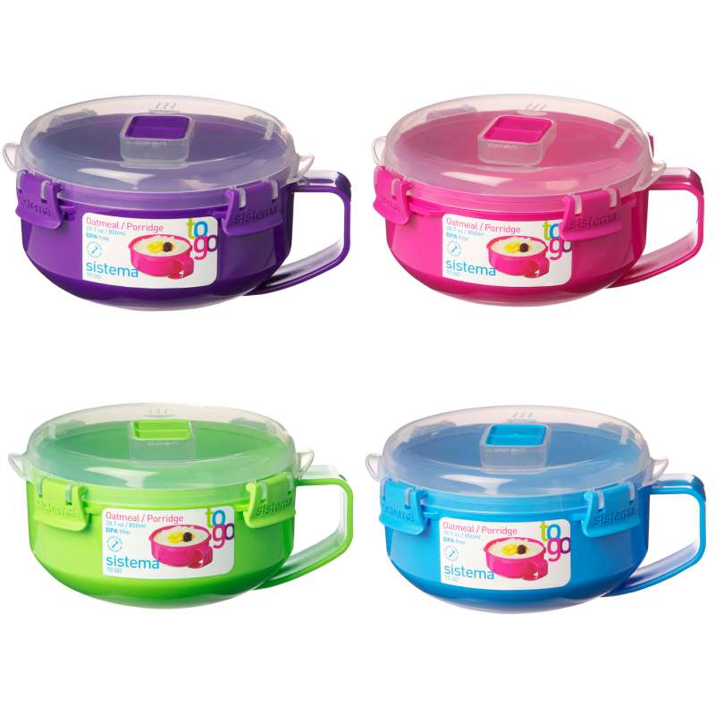 SISTEMA KLIP IT MICROWAVE BREAKFAST PORRIDGE TO GO 850ML ASSORTED COLOUR