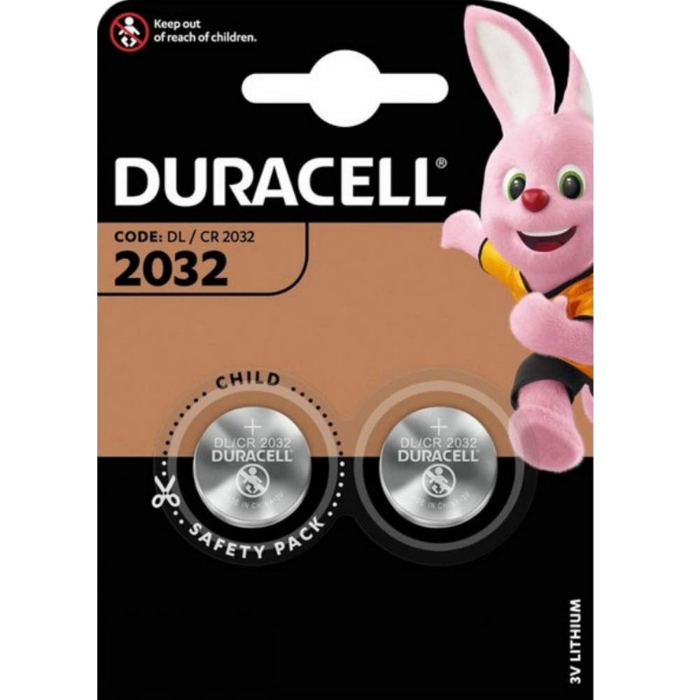 DURACELL DL2032 CR2032 ECR2032 3V LITHIUM COIN CELL BATTERY 2/PK