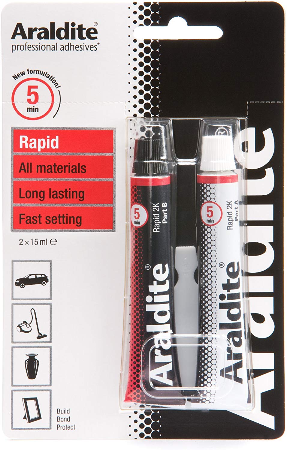 ARALDITE RAPID EPOXY ADHESIVE GLUE TUBES 2 X 15ML