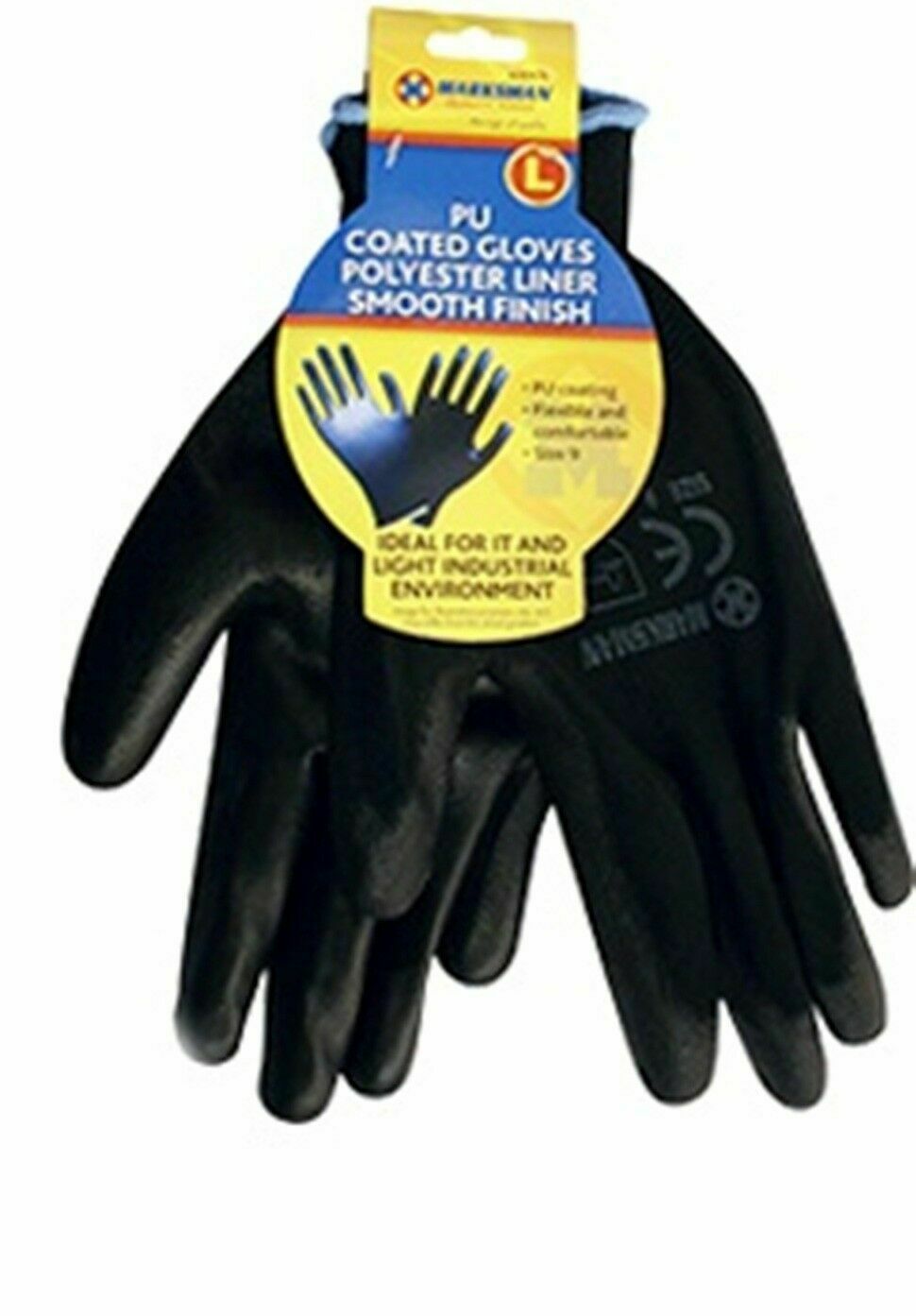 LARGE PU COATED GLOVES POLYESTER LINER SMOOTH FINISH