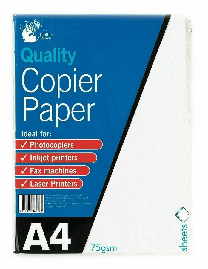 CHILTERN WOVE A4 QUALITY COPIER PAPER 75GSM 75 PACK - WHITE
