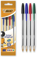 BIC ASSORTED COLOUR CRISTAL ORIGINAL BALLPOINT PEN 4/PK