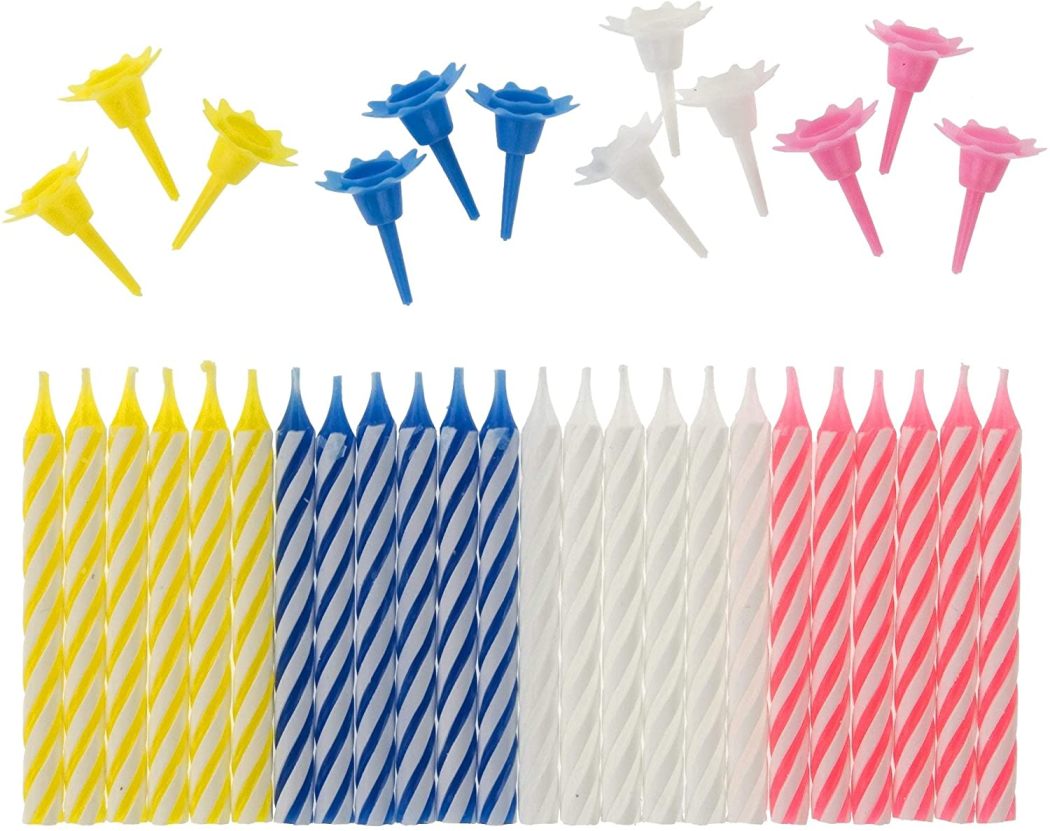 GSD BIRTHDAY PARTY CANDLES 24/PK WITH HOLDERS
