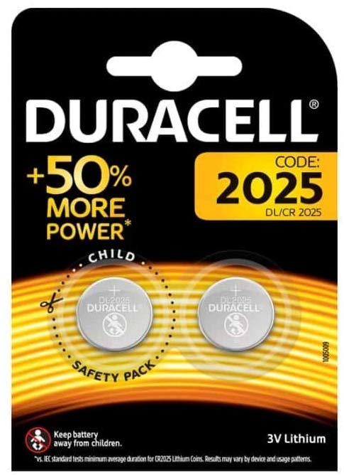 DURACELL DL2025 CR2025 ECR2025 LITHIUM COIN CELL BATTERY 3V 2/PK
