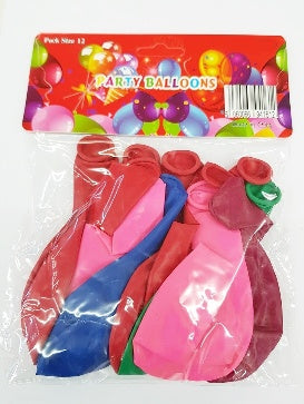 GSD MULTICOLOUR PARTY BALLOONS 12/PK