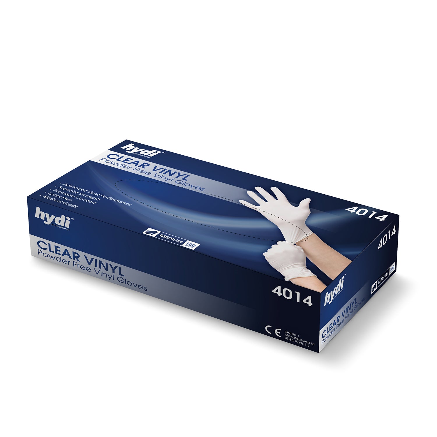 HYDI CLEAR VINYL POWDER FREE GLOVES 100/PK - MEDIUM