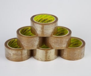 PRIMA 48MM X 66M ROLLS BROWN BUFF PACKING TAPE PK/6 LOW NOISE