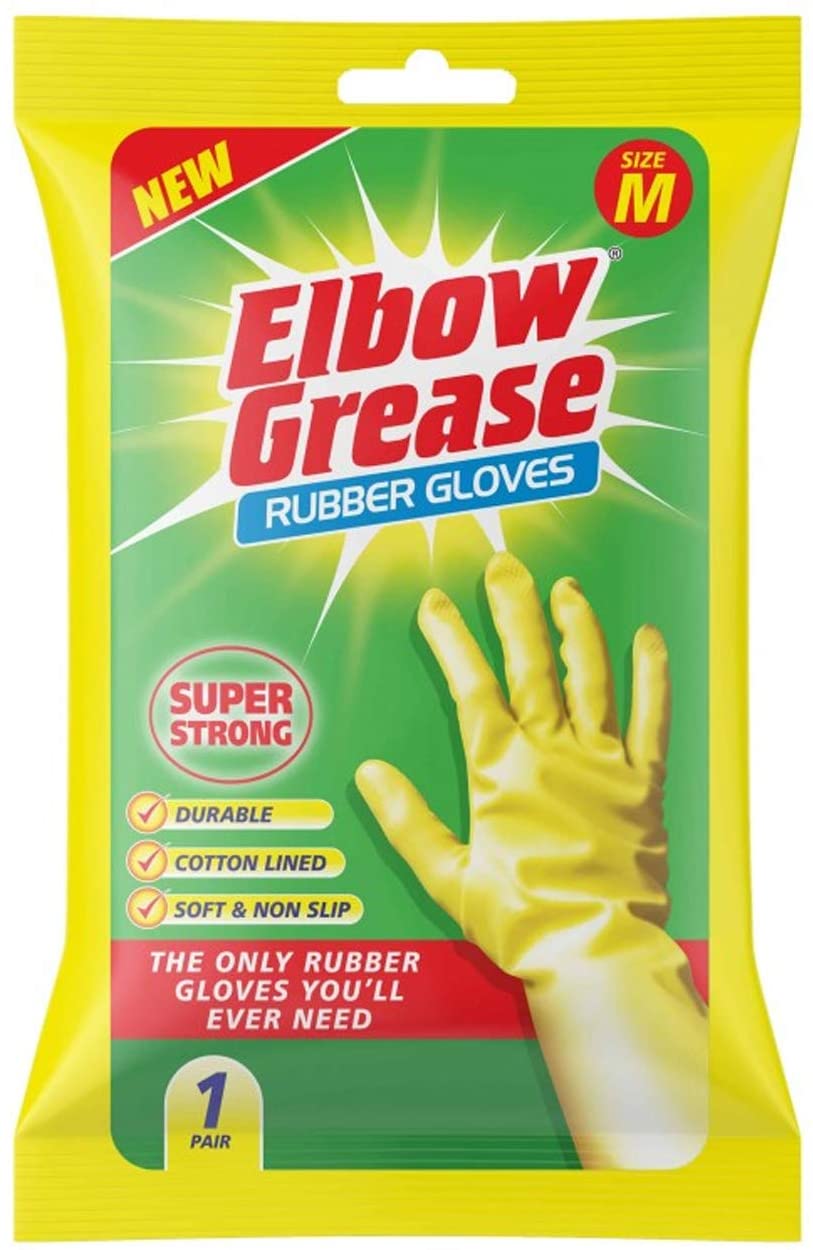 ELBOW GREASE RUBBER GLOVES MEDIUM 1 PAIR