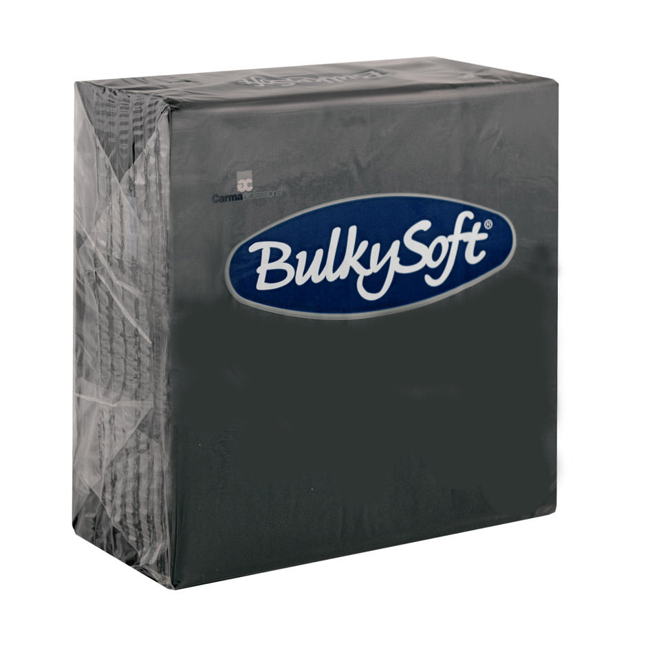 BULKY SOFT 2PLY 4 FOLD NAPKINS 33CM X 33CM 100/PK - BLACK / NERO