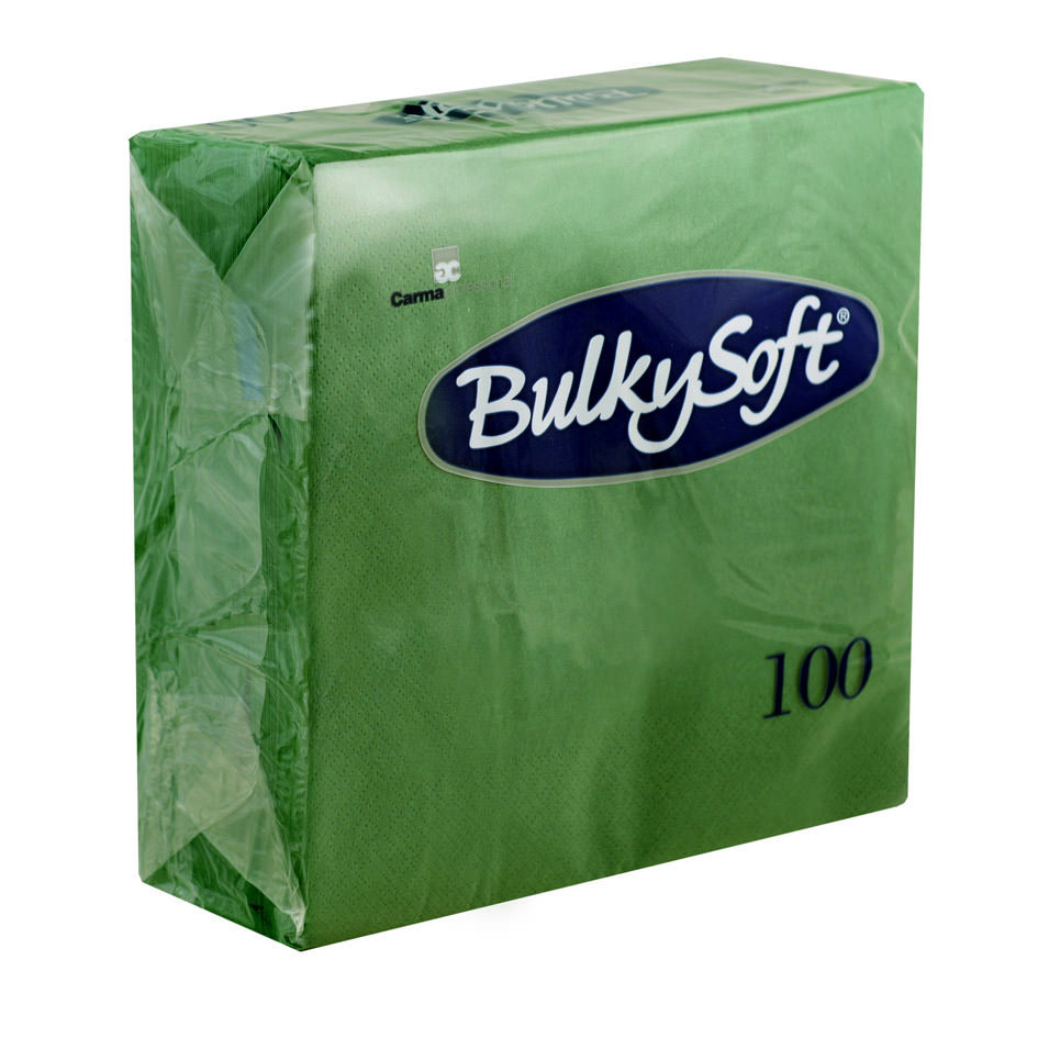 BULKY SOFT 2PLY 4 FOLD NAPKINS 33CM X 33CM 100/PK - GREEN / VERDE