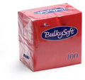 BULKY SOFT 2PLY 4 FOLD NAPKINS 33CM X 33CM 100/PK - RED
