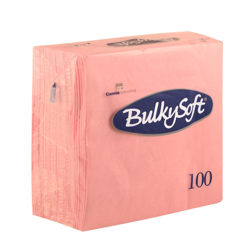 BULKY SOFT 2PLY 4 FOLD NAPKINS 33CM X 33CM 100/PK - PINK