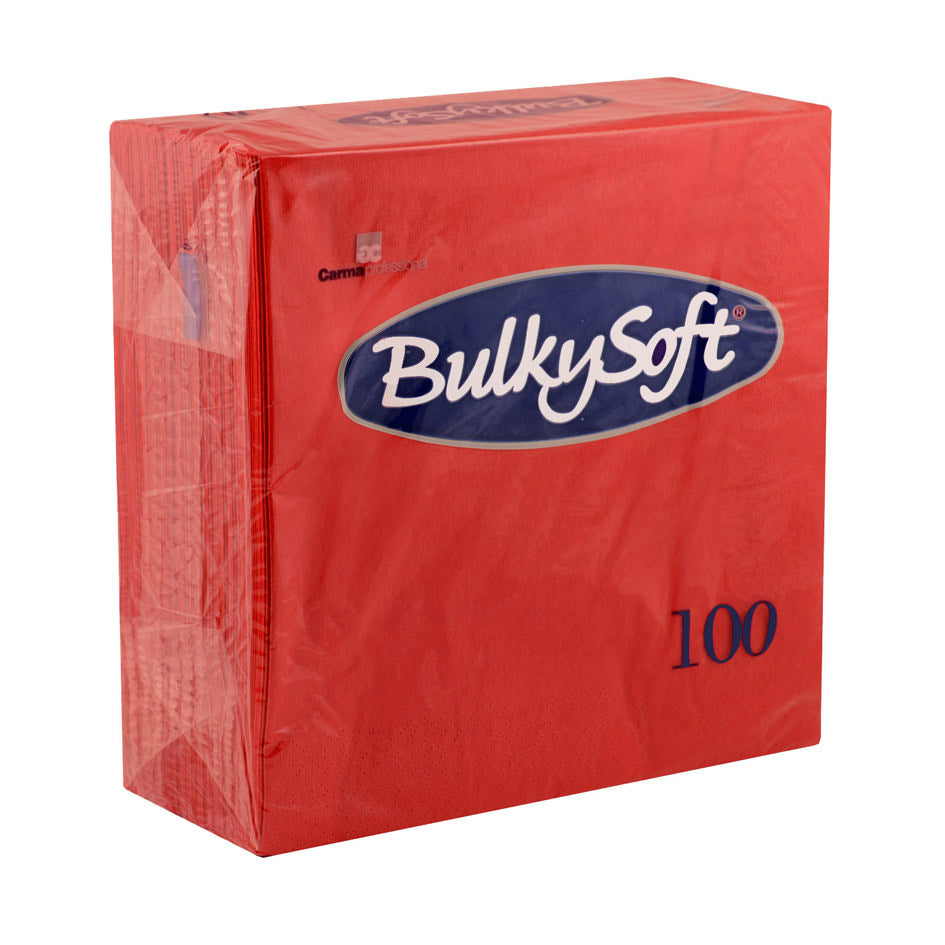 BULKY SOFT 2PLY 4 FOLD NAPKINS 40CM X 40CM 100/PK - RED
